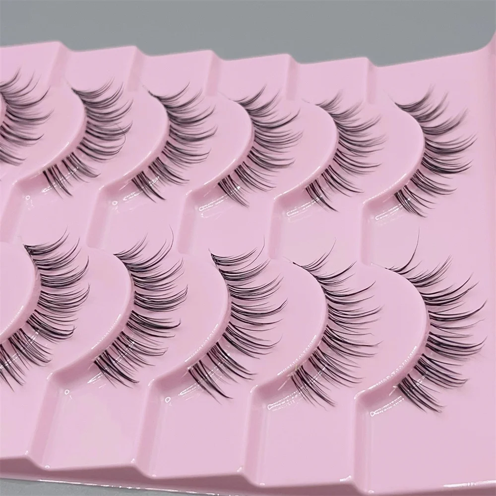 Ciglia naturali e delicate, ciglia finte con radici diverse, fascia trasparente, ciglia lunghe soffici, set di 10 paia di occhi