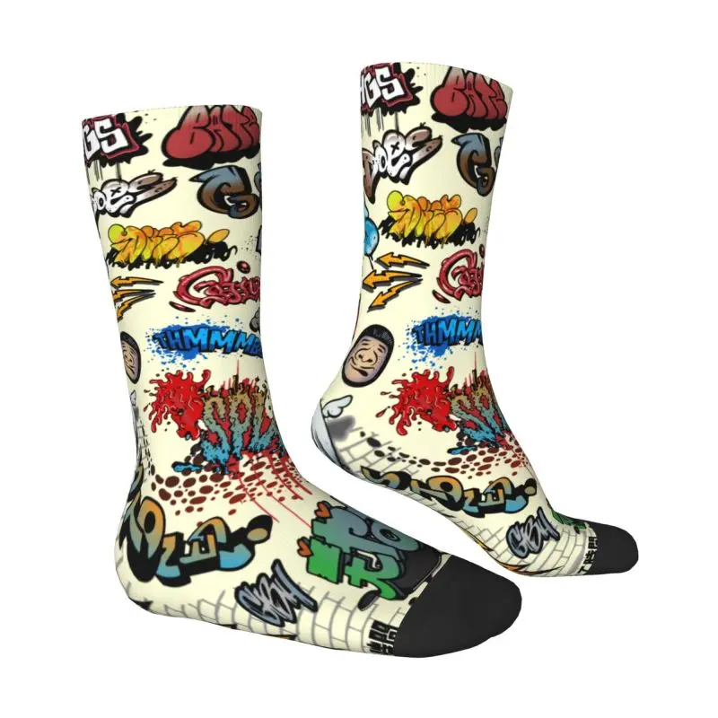 Custom Funny Graffiti Set Cartoon Street Style Men's Crew Socks Unisex Cool Spring Summer Autumn Winter Dress Socks