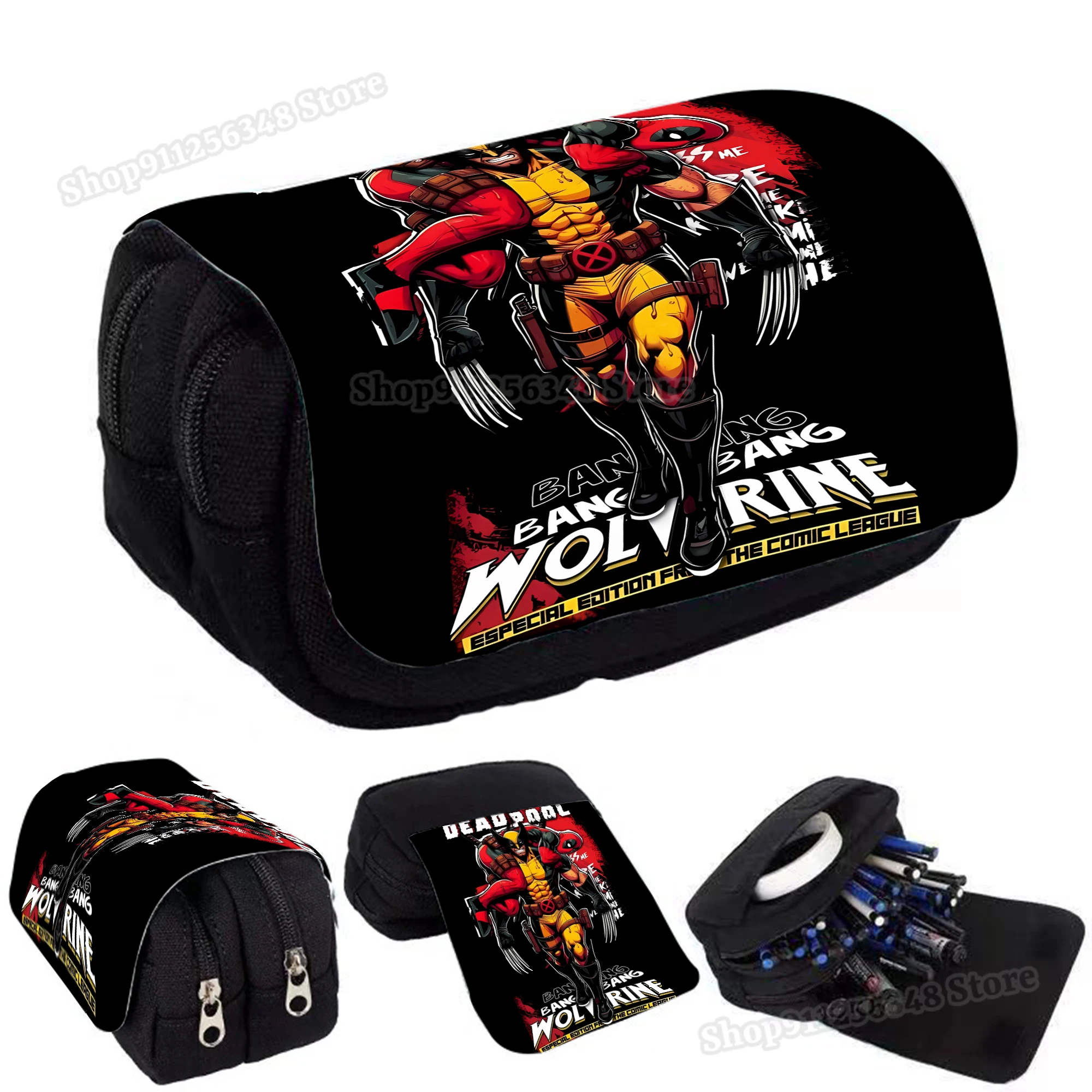 Deadpool & Wolverine Pattern Print Flap Pen Bag scatola portaoggetti per cancelleria per studenti astuccio per matite di grande capacità torna a