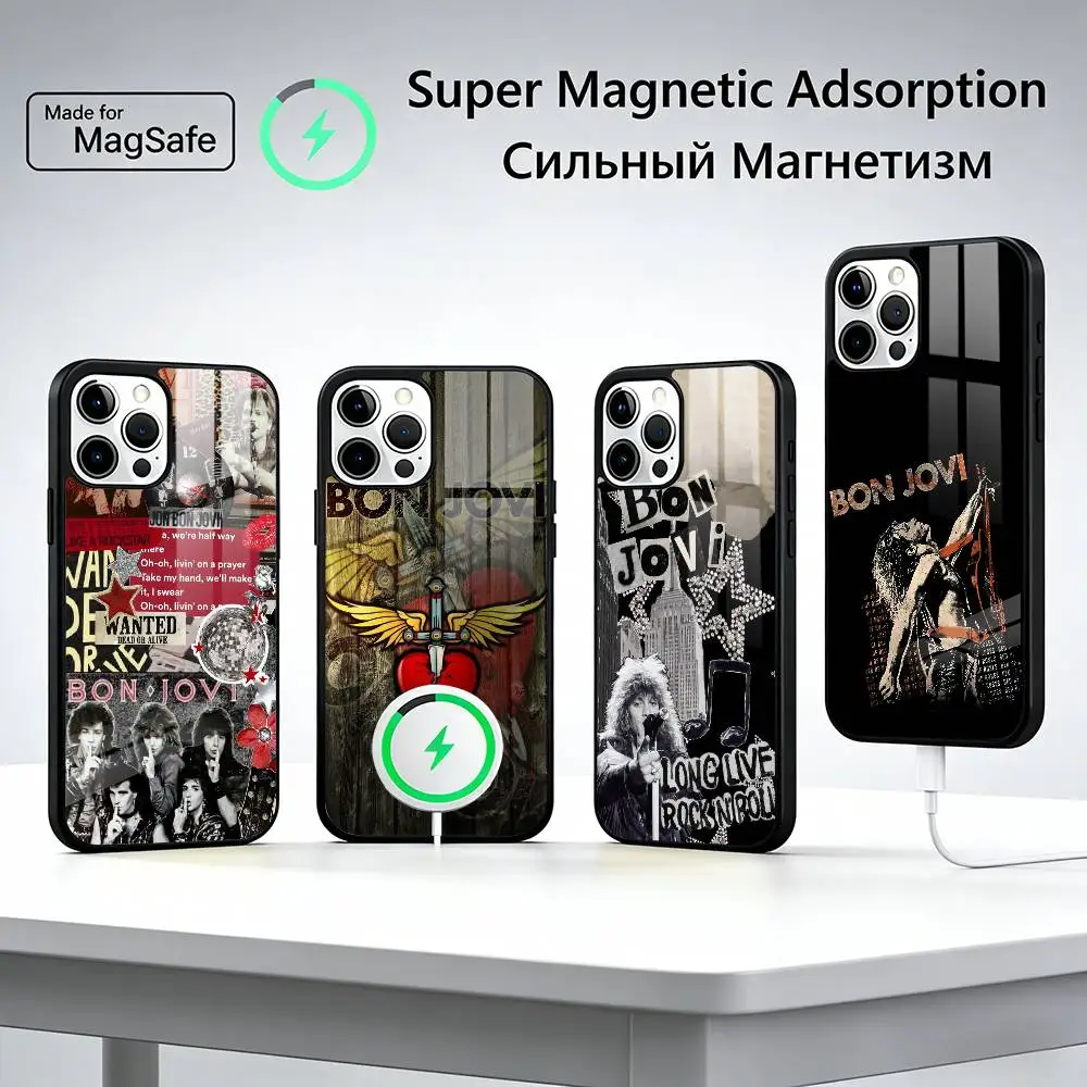 B-Bon J-Jovi Classic Rock Band Phone Case For iPhone17,16,15,14,13,12,11 Plus,Pro Magnetic For Magsafe Wireless Charging