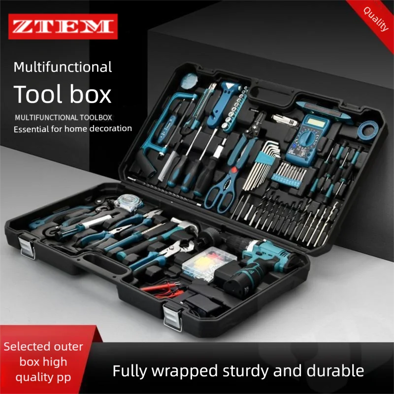 ZTEM Tool box Power Tool Sets Multifunctional Hardware Electric Drill Screwdriver Automotive Tools Kit Set Complete Kit Toolbox