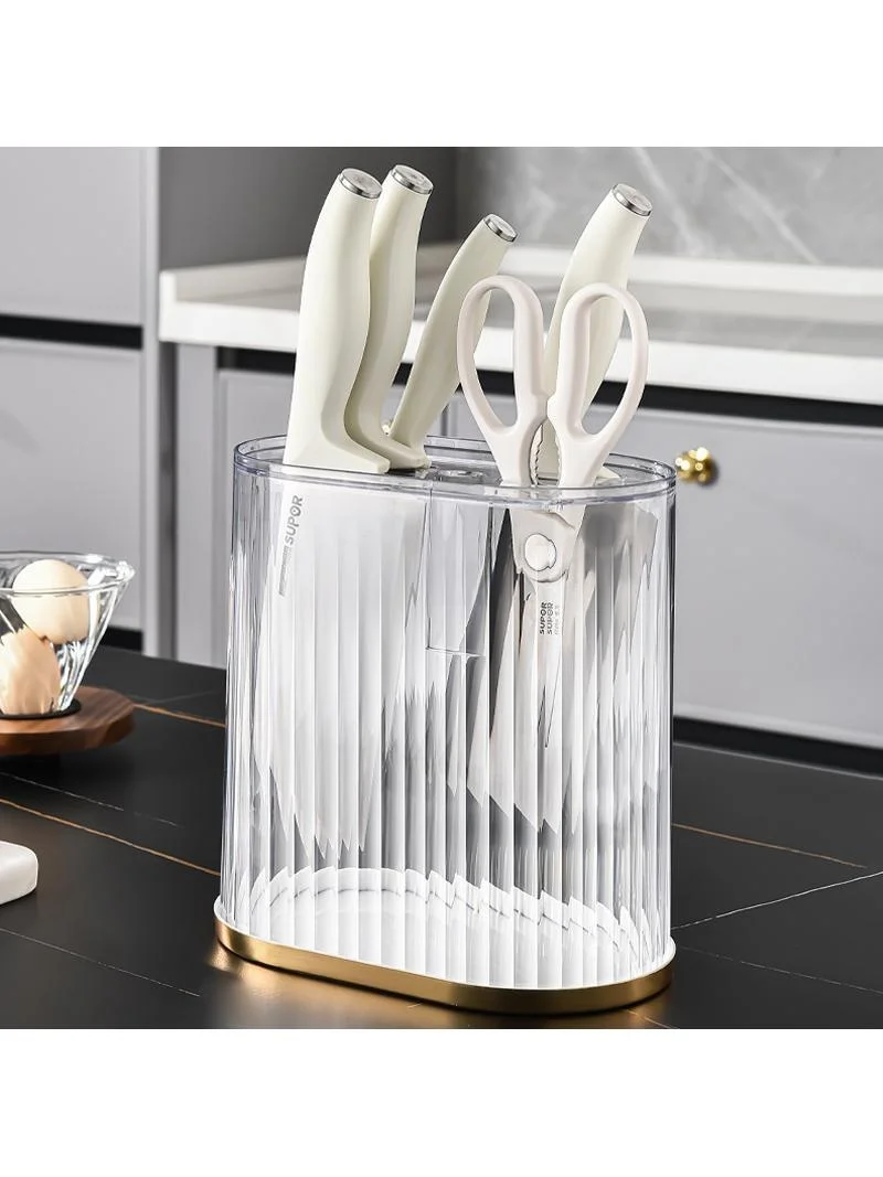  Lightweight Plastic Knife Holder Multi-Functional Kitchen Storage Rack Drain Board Knife Utensils Organizer
