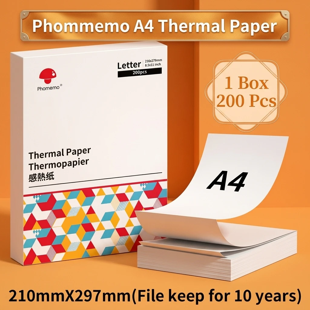Phomemo Rolls/Folded Thermal A4 Paper Quick-dry Continuous Paper Suitab for M832/M833/M834/M835 Portable Printer 2 Rolls