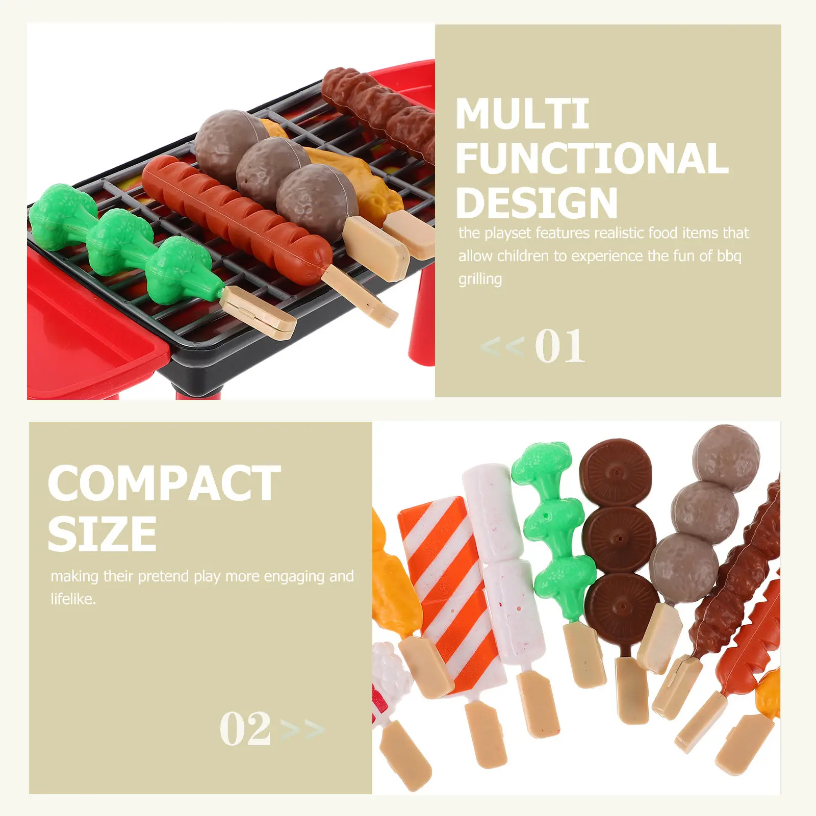 20Pcs Realistic Kids Bbq Grill Playset Food Accessories Pretend Play Kitchen Cooking Outdoor Smoke Sound Light