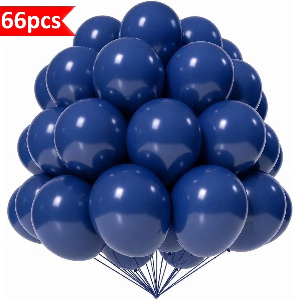66 Stück 12-Zoll Marineblaue Latexballons Geburtstags- und Hochzeitsfeier-Dekorationszubehör