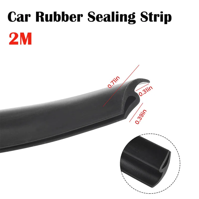 2M Car Rubber Sealing Strip Auto Trunk Lid Gap Seal Strip Universal Front Windshield Upper Edge Trim Waterproof Dustproof