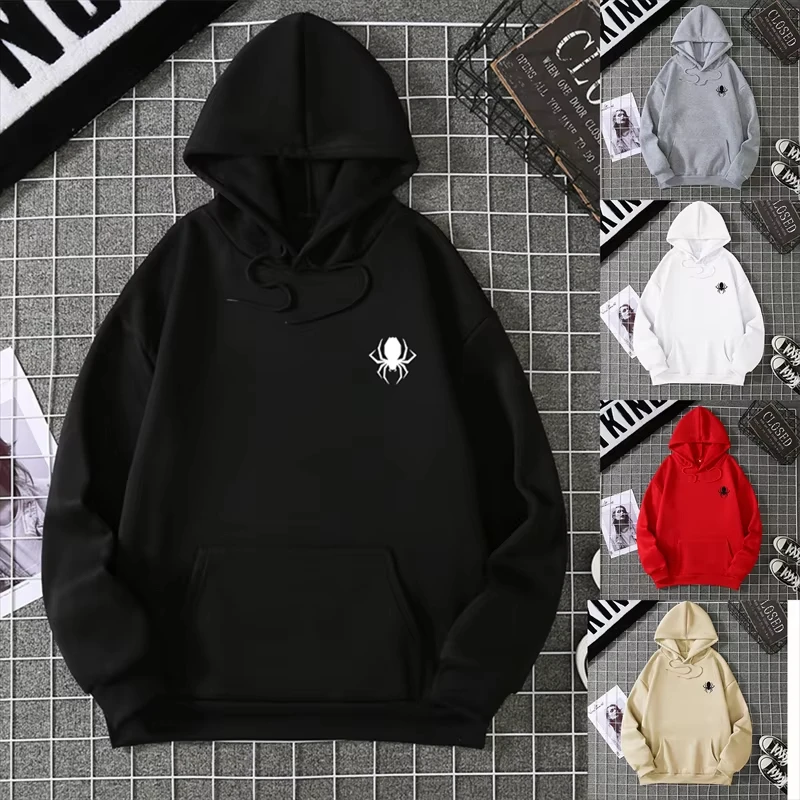 

Осенне-зимний мужской и женский пуловер, модный свитшот, свободный повседневный пуловер с капюшоном и рисунком паука, спортивный топ CYXX290