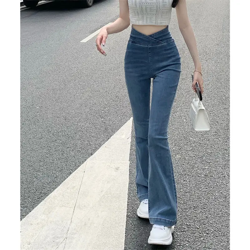 Asymmetrica Jeans Bell Bottom Pants Woman Denim Jeans Pants For Women 2024 High Waisted Flare Leggings Skinny Vintage Hot Korean