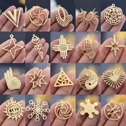 3pcs Star Charm Geometric Triangle Spiral Sun diy Accessories Stainless Steel Pendant Fit Necklace Earrings Jewelry Making Craft