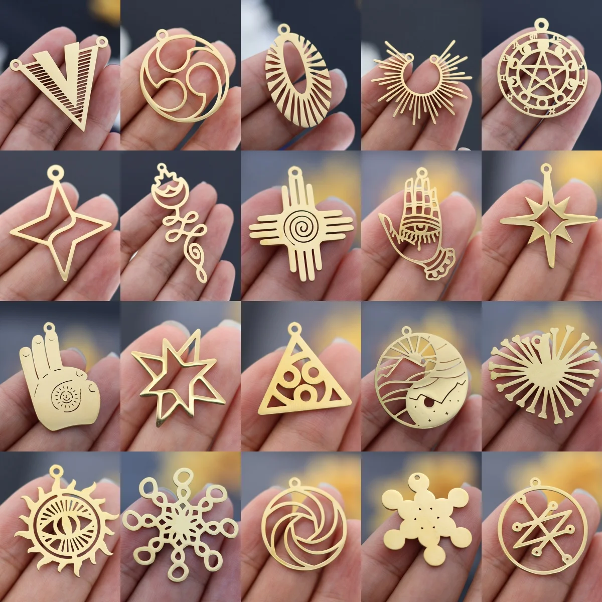 3 szt. Gwiazda urok geometryczny trójkąt spiralne słońce diy akcesoria wisiorek ze stali nierdzewnej Fit naszyjnik kolczyki tworzenia biżuterii Craft
