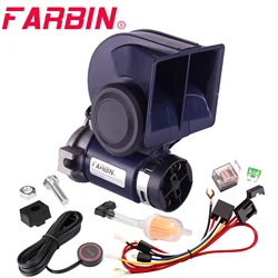 FARBIN Snail Air Horn With Compressor Relay Harness 12V 150db Super Loud Dual Tone Car Horn For Truck Motorcycle Car Accessory