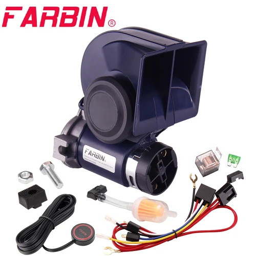 FARBIN bocina de aire de caracol con arnés de relé de compresor 12V 150db bocina de coche de doble tono súper ruidosa para camión motocicleta accesorio de coche