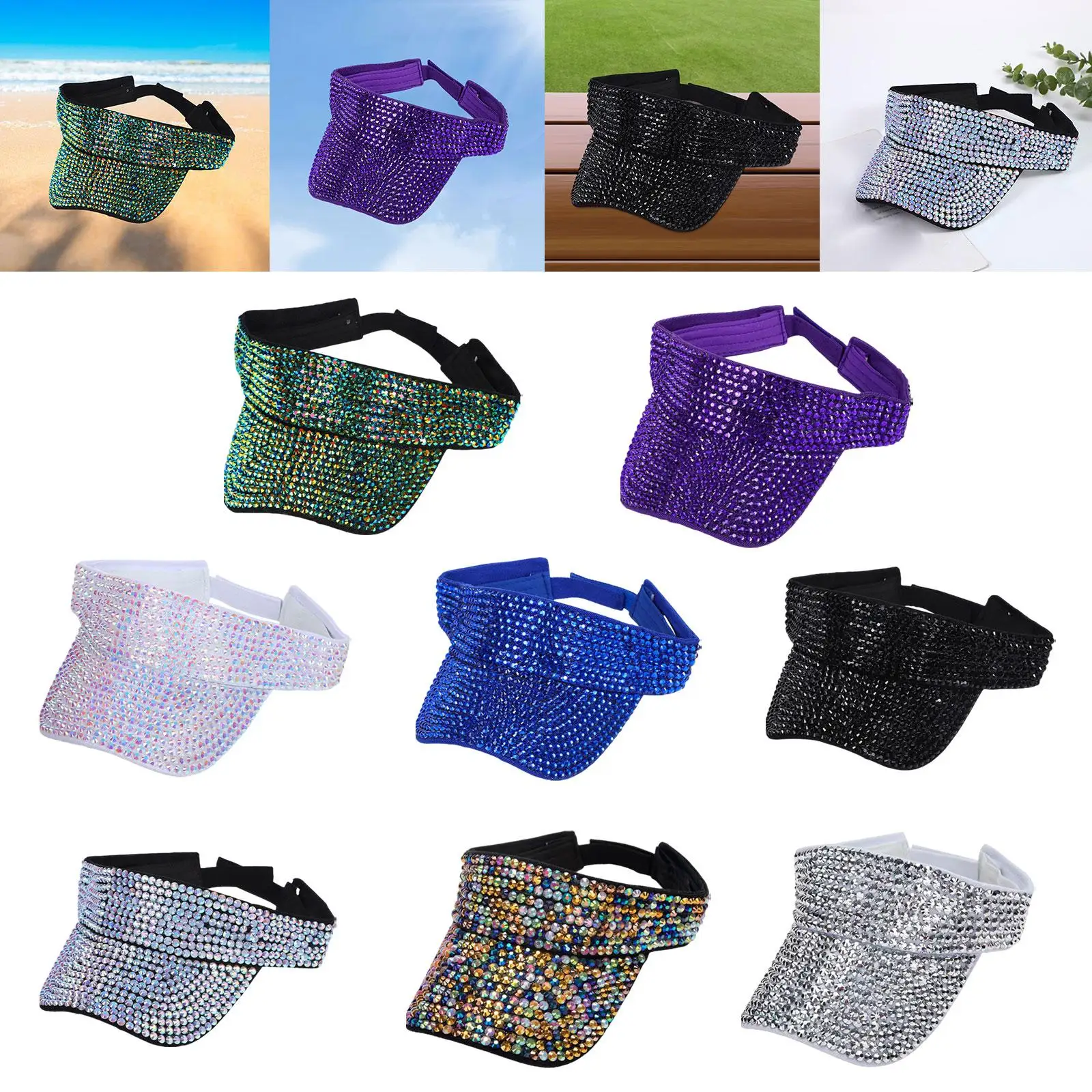

Rhinestones Sun Visor Hat Visor Caps for Unisex Women Men Backpacking