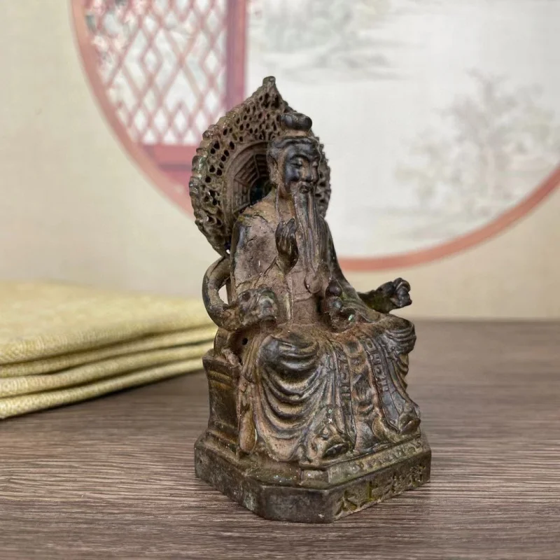 Vintage distressed copper statue of the Supreme Elder Laojun, decoration, Three Pure Original Celestial Deities, home decor