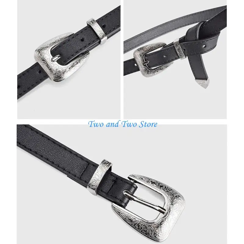 HX6F حزام خصر للكبار مع مشبك زهور منحوت خفيف فاخر شخصية PU أحزمة وسط للنساء فستان معطف قابل للتعديل #1