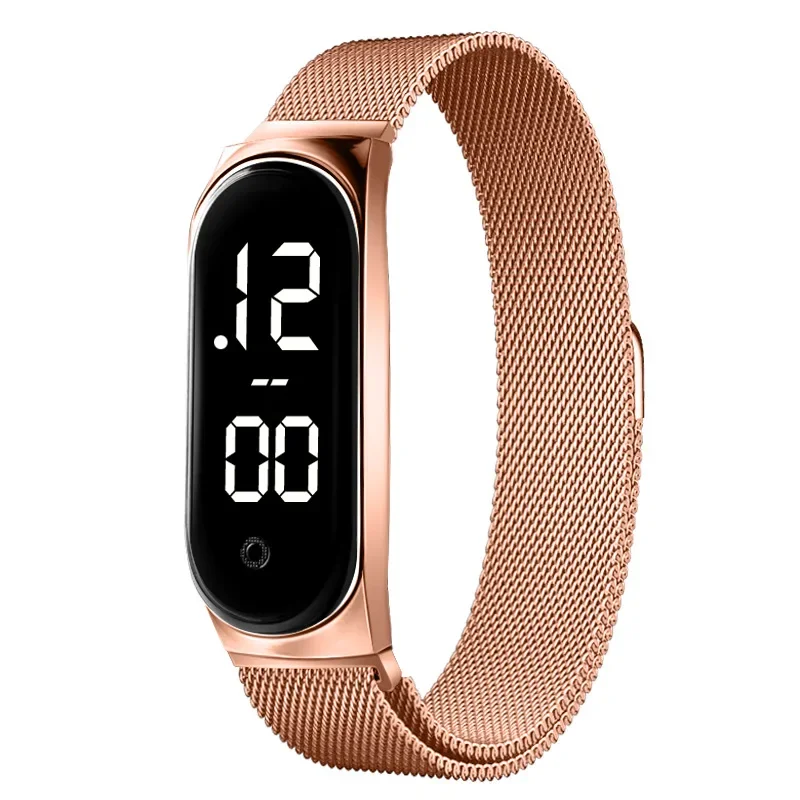 

Simple LED Digital Watches for Women Luxury Metal Rose Gold Electronic Wristwatch Magnetic Loop Strap Fashion Ladies Clock Reloj