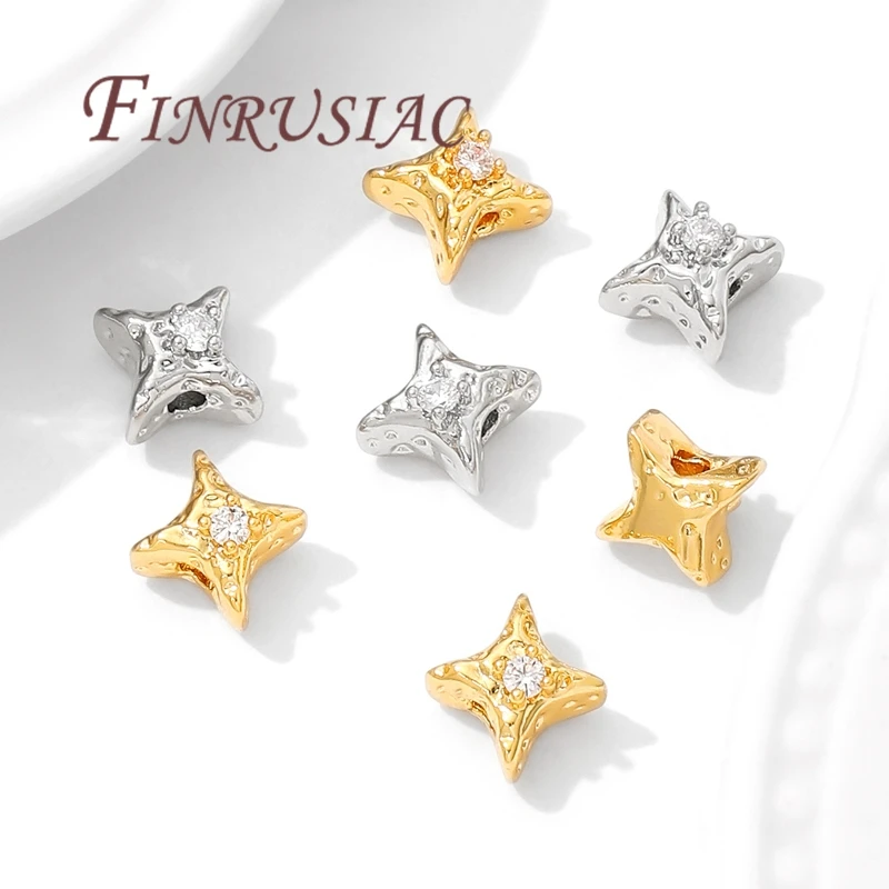 9.5 مللي متر * 6 مللي متر نجوم خرزة مباعدة 18K مجوهرات مطلية بالذهب اكسسوارات ، فواصل الخرز ، أساور وقلائد الخرز