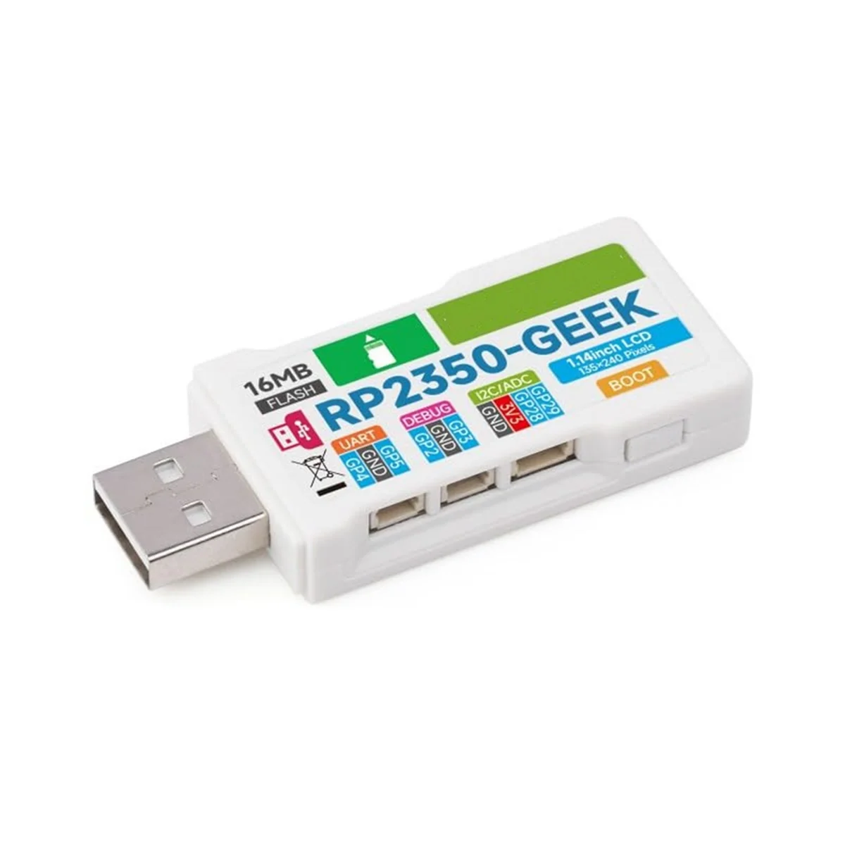 

ABJU RP2350 — макетная плата, на базе микроконтроллера RP2350, с 1,14-дюймовым цветным ЖК-дисплеем 65K, загрузчик отладки через USB