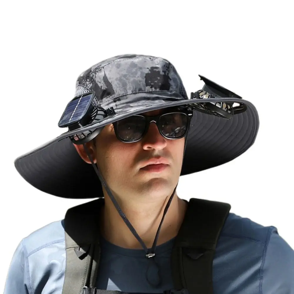 

2 солнечных вентилятора Солнцезащитная шляпа с солнечным вентилятором Дышащая USB-зарядка с широкими полями Солнцезащитная шляпа Защита от солнца Двухрежимная крышка вентилятора на солнечной энергии