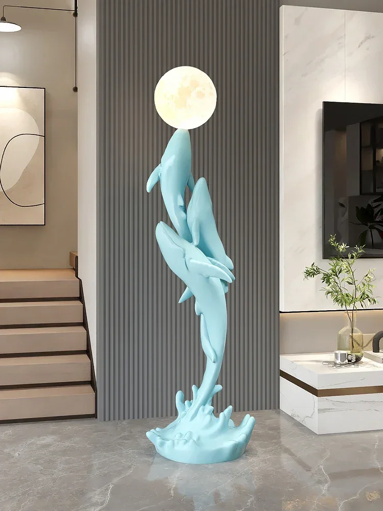 

Home Decor 95CM Whale Statues Floor Decoration Nordic Living Room Large Animal Sculptures Artistic Ornaments Housewarming Gifts