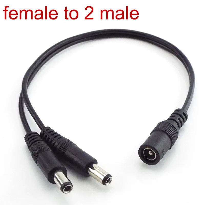 5.5mm*2.1mm 1 Female to 2 Male DC Power Splitter - Durable and Compact CCTV, LED Strip Light Power Supply