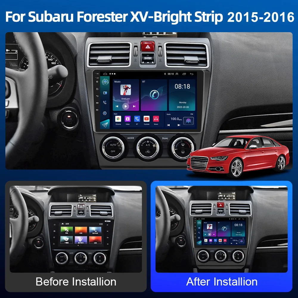 Android13 9'' 2din Car Radio For Subaru Forester XV-Bright Strip 2015-2016 Multimedia Video Player Carplay GPS Navigation Stereo