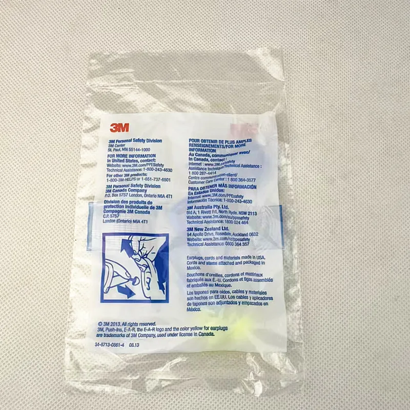 5pairs Original 3M 318-1005 Space Foam Soft Corded Ear Plugs Anti-noise Sleeping Reduction Norope Earplugs Protective Earmuffs
