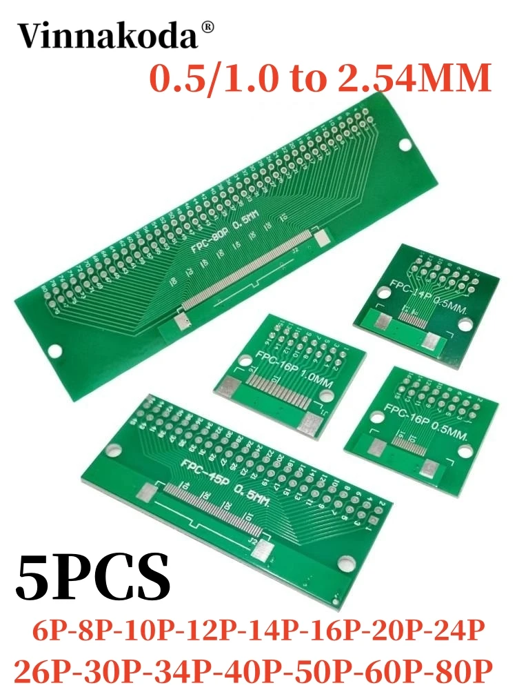 5PCS FFC/FPC conversion board 0.5/1.0MM to 2.54 Straight into the 6/8/10/12/14/16/20/24/26/30/34/40/50/60/80P empty board