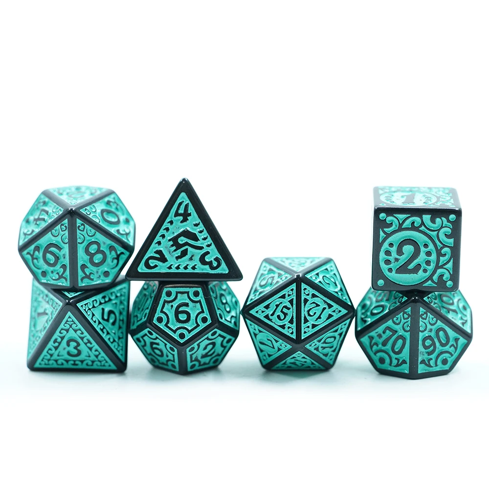 7 قطع/مجموعة نرد أكريليك مريح متعدد الألوان للاستخدام العائلي والألعاب DND #2