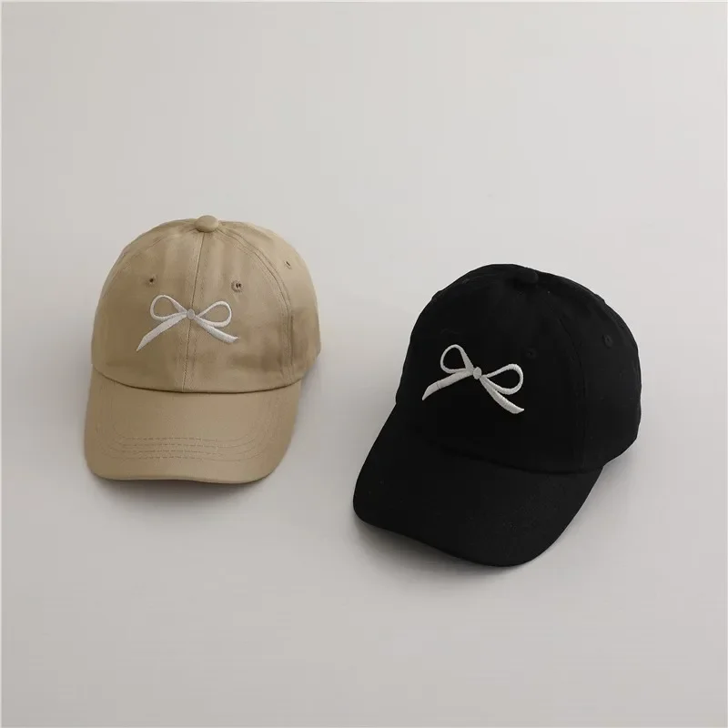 Fashion Children Embroidery Bow Baseball Hats Kids Accessories Boy Girl Vacation Sunscreen Hat Cotton Baby Adjustable Casual Cap