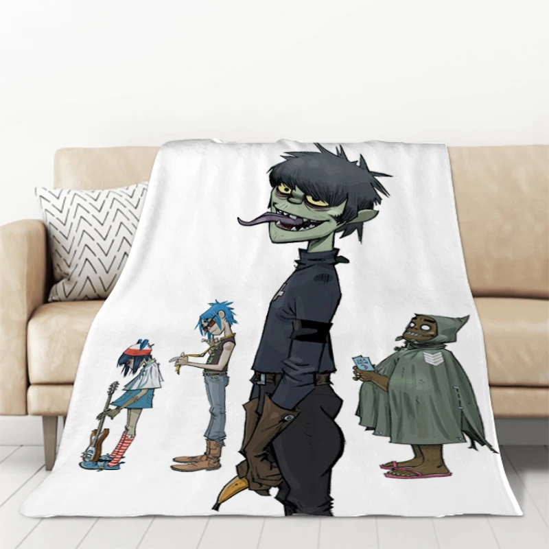 Mantas y colchas de cama de banda Gorillaz de Hip Hop, manta de lana peluda, colcha de invierno, sofá de rodilla, cálido para bebé y Camping