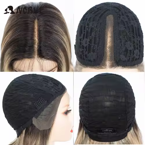 Noble 13x4 Lace Front Wig Synthetic 28 inch Long wavy ombre blonde Wigs For Women Ombre Lace Front Wig Synthetic Lace Front Wig - Image 6
