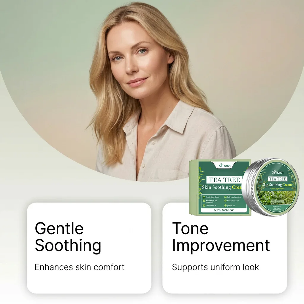 Tea Tree Soothing Cream Repair Skin Barrier Damaged Skin Smooth Refreshing Improves Vitality Long-Lasting Hydration Body Cream