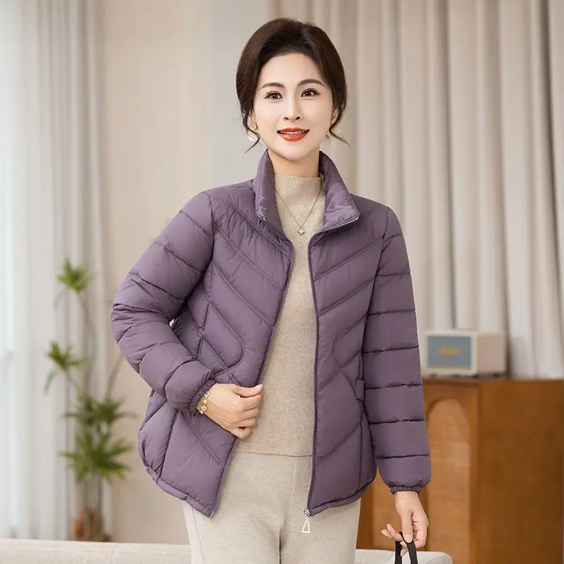 

New Winter Padded Jacket Padded Jacket Stand-up Collar Middle-aged and Elderly Mother Short Padded Jacket Women's Foreign Style