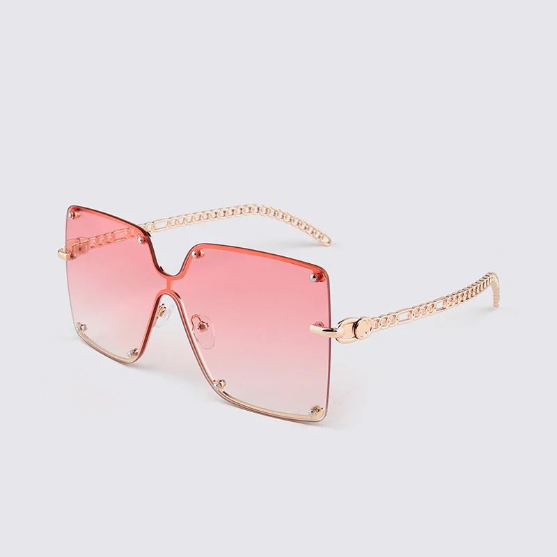 

Kenbo Retro One-piece Oversized Women's Rimless Square Sunglasses Luxury UV400 Design Fashion Sun Glasses Chain Frame Eyewear