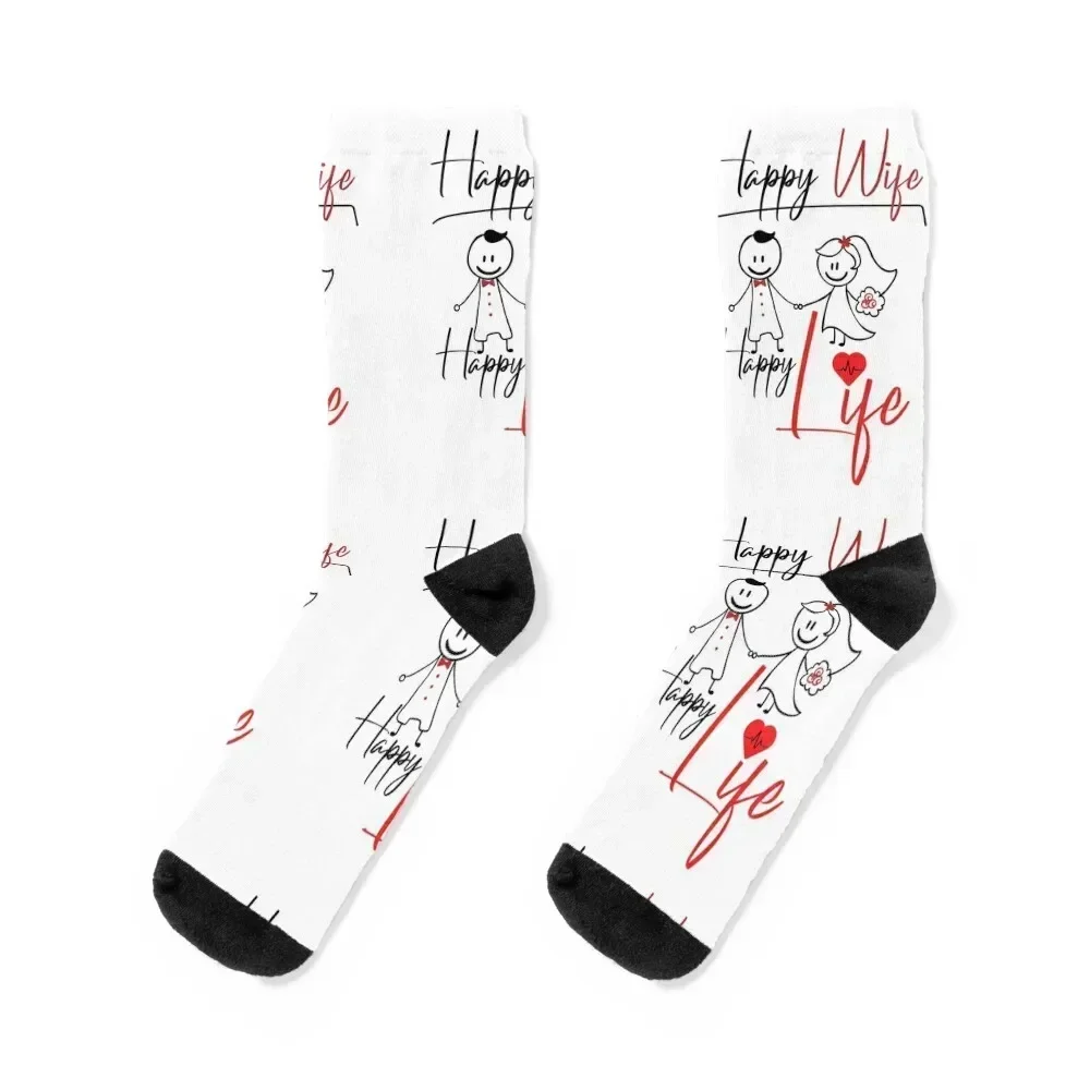 

Happy wife happy life Socks Stockings compression compression funny gifts custom Girl'S Socks Men's