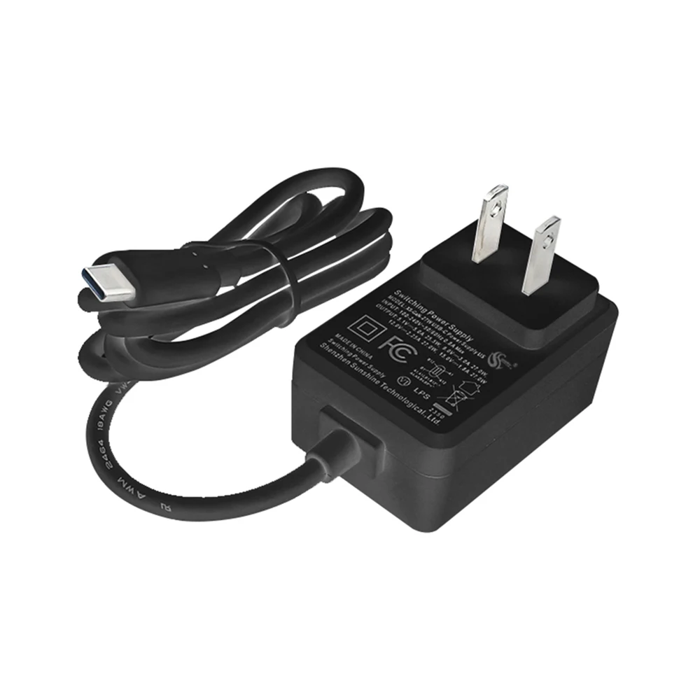 Adaptador de corriente tipo C, fuente de alimentación de 5,1 V, 5A, PD, 27W, BlackUS, enchufe europeo para Raspberry Pi 5 FCC/ETL/CE