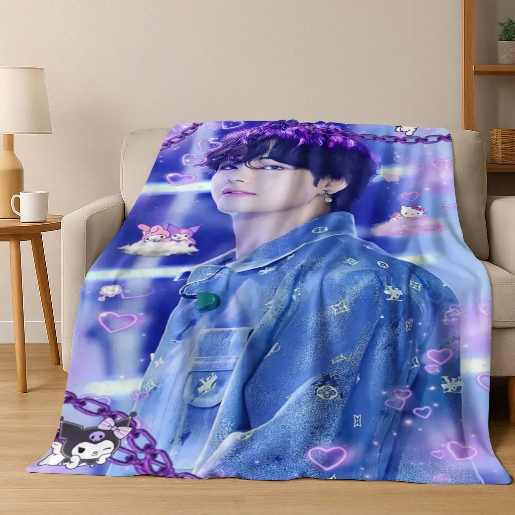 Kpop Kim Tae Hyung V Min Yoon Gi,SUGA, Agust D بطانية من الفلانيل بطانية دافئة ناعمة لغرفة النوم وغرفة المعيشة والسرير والسفر والنزهة هدية #5