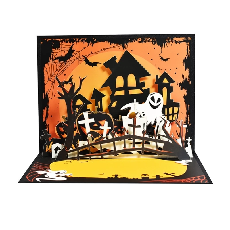 Lightweight Halloween Popup Greeting Card Halloween Greeting Card Paper Card GhostsParty Decorations for Halloween A0KF