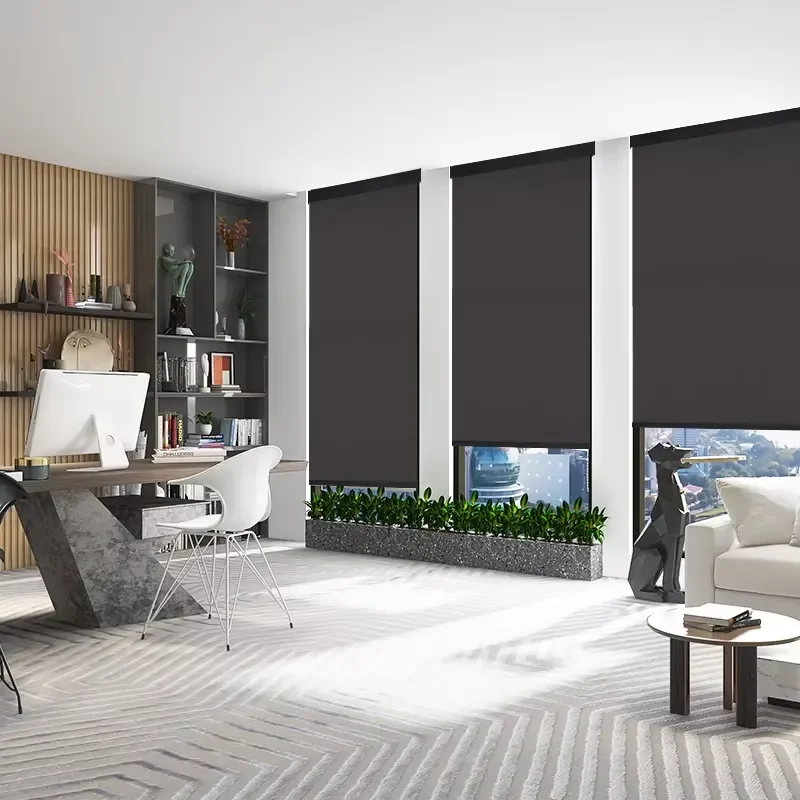 Smart Dual Solar Panel Power System Electric Roller Blinds Factory Direct French Window Blinds Waterproof Roller Curtain