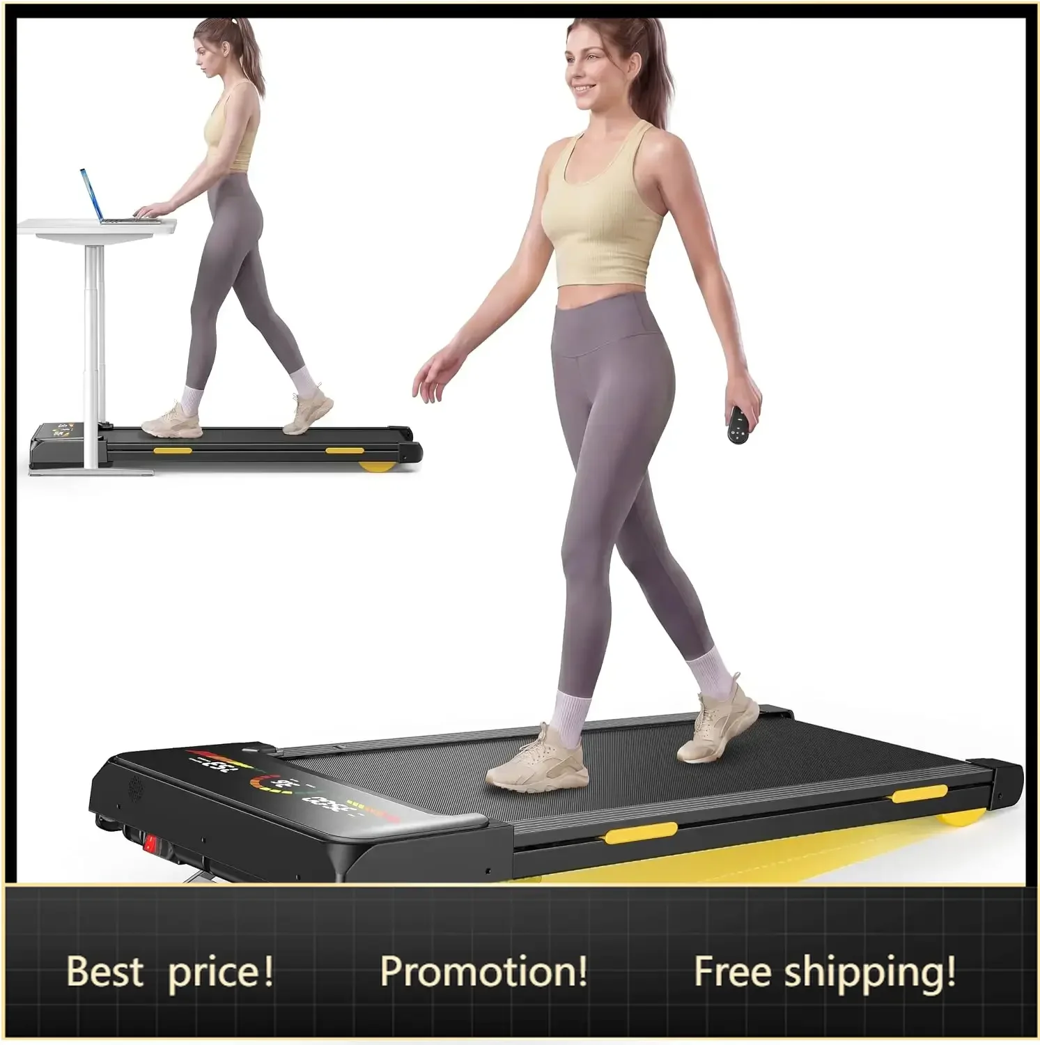 Walking Pad Treadmill with 15% 15-Level Auto Incline, 3.0HP Quiet Brushless Under Desk Treadmill, Compact Treadmills