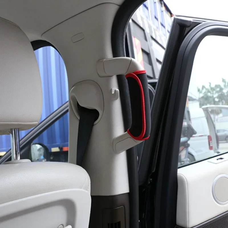 

For Land Rover Defender 110 130 2020-2024 Cloth Black Red Edge Car B-pillar Handle Protection Cover Interior Car Accessories