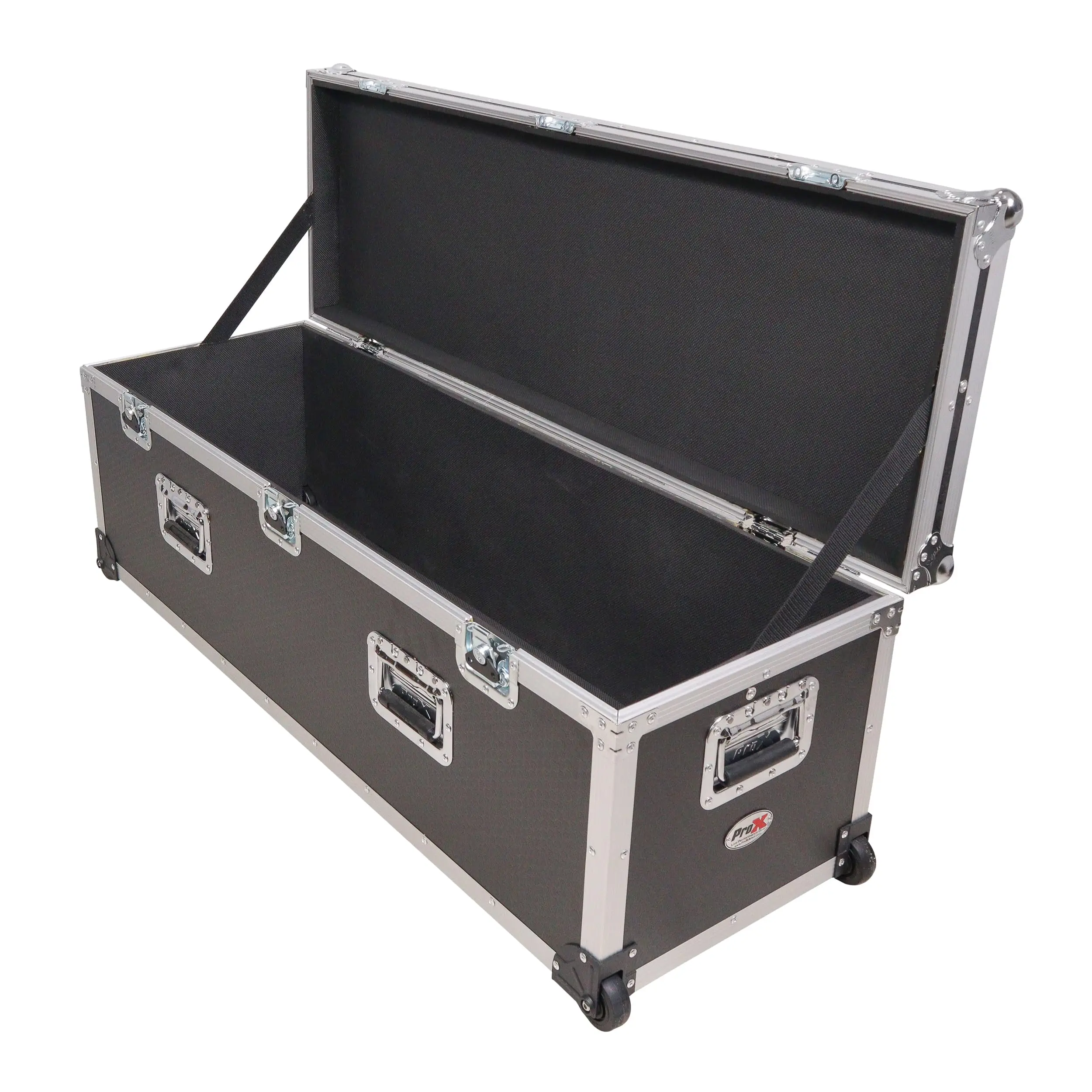 Long Heavy Duty Aluminum Flight Case with Caster Wheels, Wheeled Stage Equipment Transport Road Case