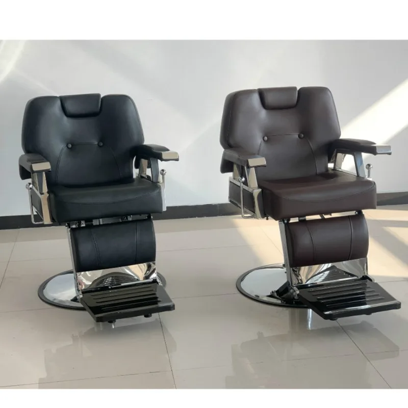Black men's cross-border e-commerce hairdressing chair Hydraulic large pump PU leather hair salon special haircut chair