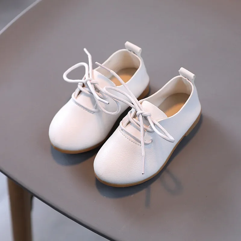 

Fashionable Kids Leather Shoes Girls Boys Casual Shoes Middle and Small Flat Leather Shoes Classic Versatile Lace-up Comfortable