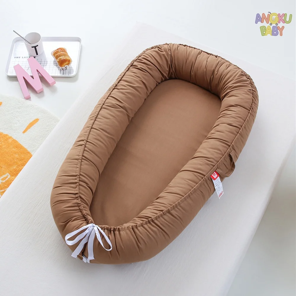 

34*20*5" Baby Nest for Newborn 0-12 Months 2 in 1 Portable Baby Bed for Household & Travel 100% Cotton Baby Lounge Infant Gifts