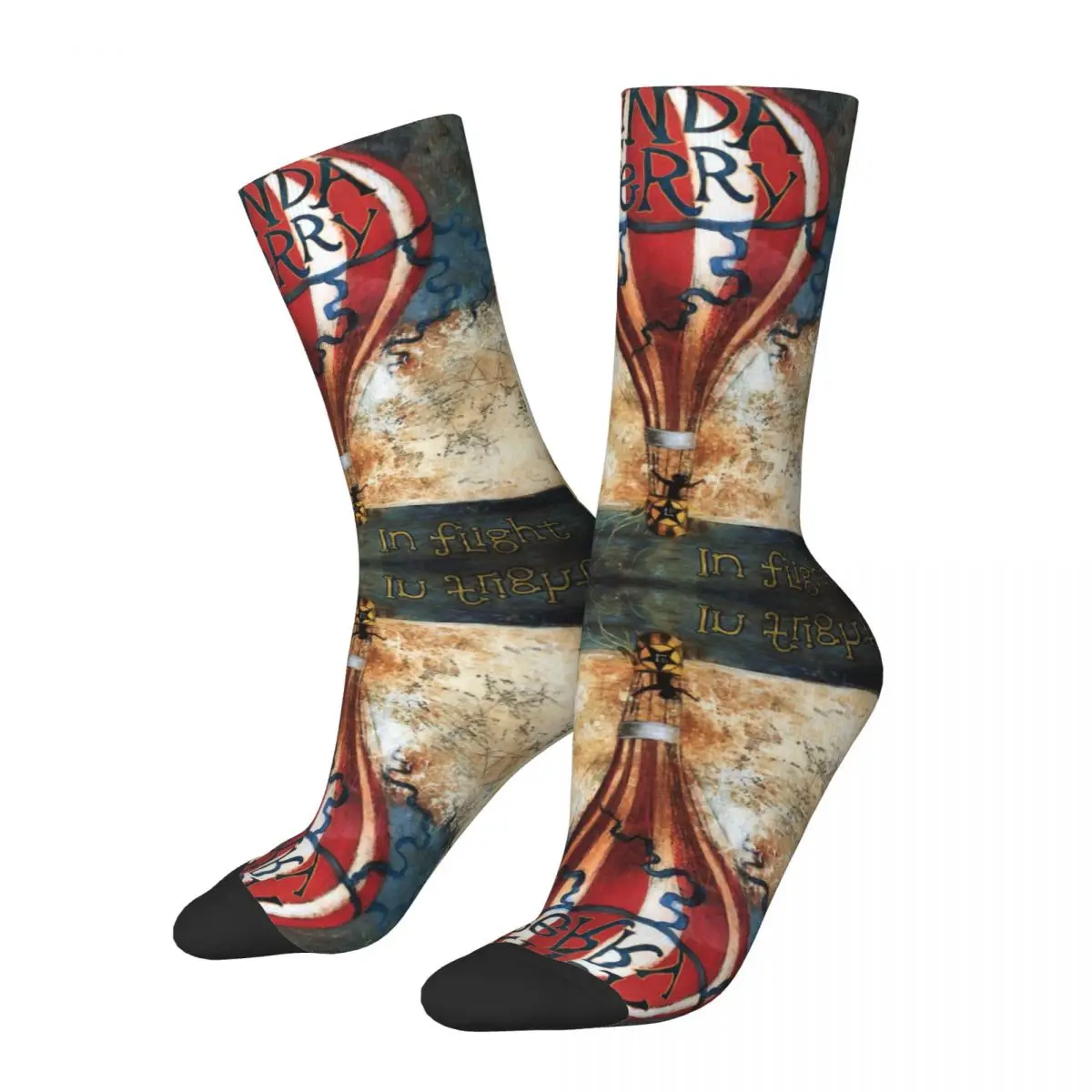 Crazy compression In Flight Music Sock for Men Harajuku L-Linda Perry Singer Quality Pattern Crew Sock Novelty