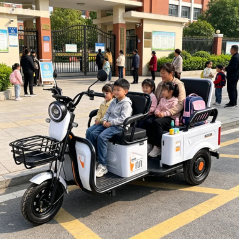 Flexible Electric Tricycle Closed Body 60V 800W/1000W 45KM/H 3-Passenger 3 Wheel Pedicab