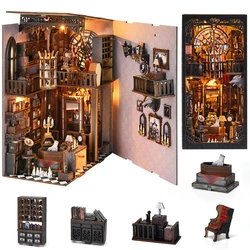 Book Nook Kit The Dark Family 3D Wooden Puzzle DIY Gothic style Home Decoration For Bookshelf Miniature Insert Magic Book