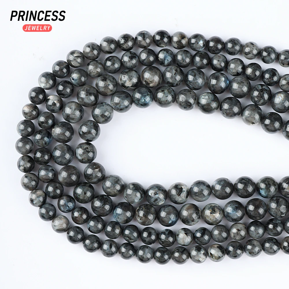 A++ Natural Madagascar Black Labradorite Larvikite Stone Loose Beads for Jewelry Making Charms Bracelet Necklace DIY Accessories